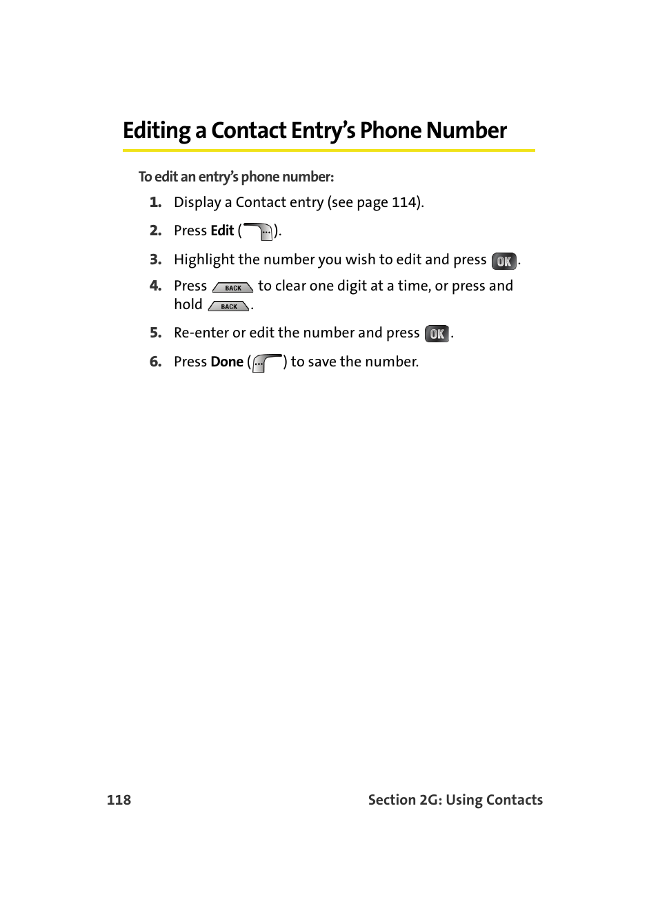 Editing a contact entry’s phone number | Samsung MM A880 User Manual | Page 126 / 278