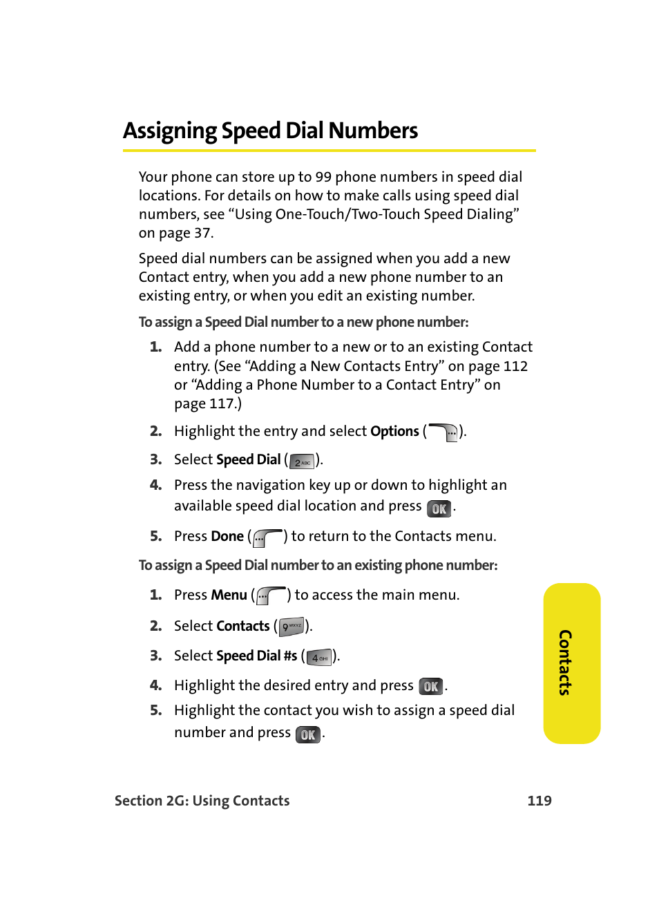 Assigning speed dial numbers, See “assigning speed dial | Samsung MM A880 User Manual | Page 127 / 278