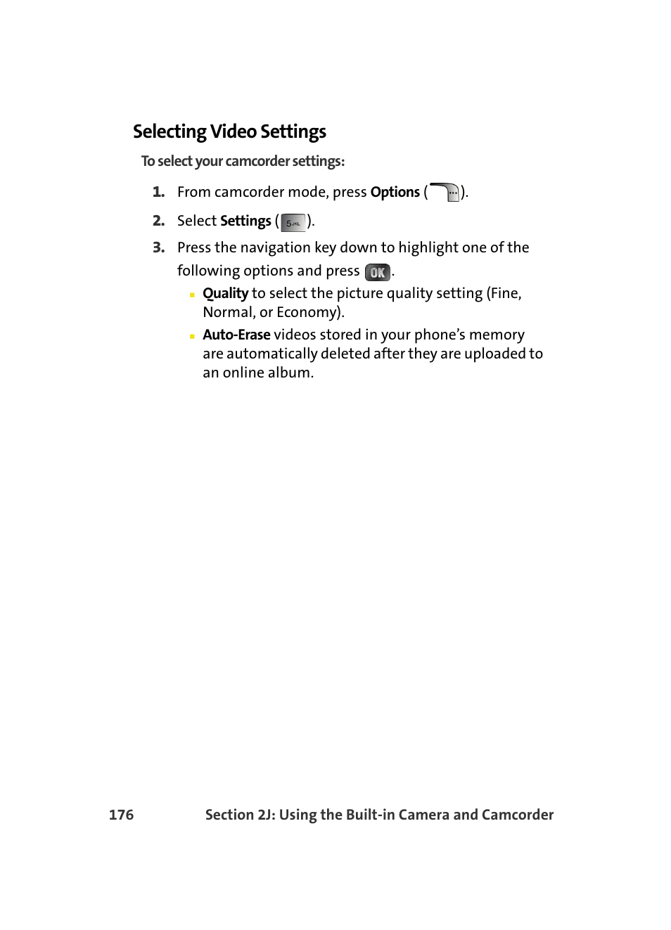 Selecting video settings | Samsung MM A880 User Manual | Page 184 / 278