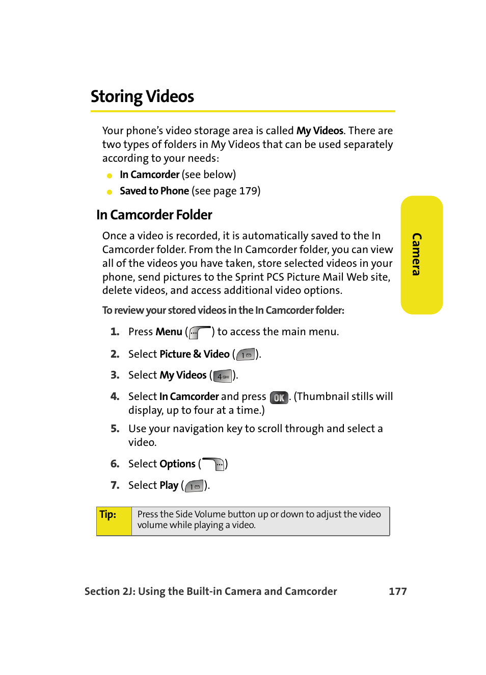 Storing videos, In camcorder folder | Samsung MM A880 User Manual | Page 185 / 278