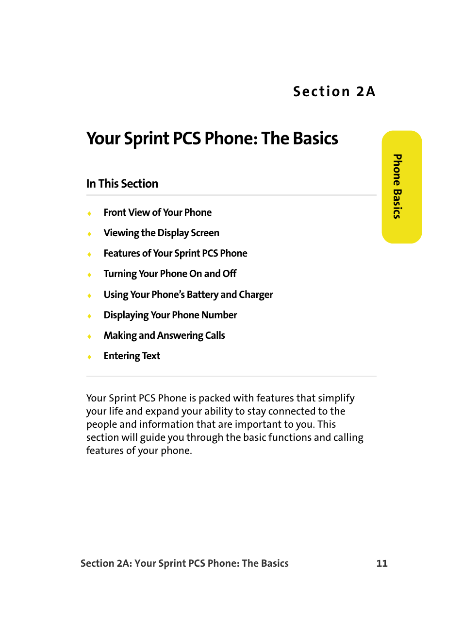 Your sprint pcs phone: the basics, 2a. your sprint pcs phone: the basics, Phone basics | Samsung MM A880 User Manual | Page 19 / 278