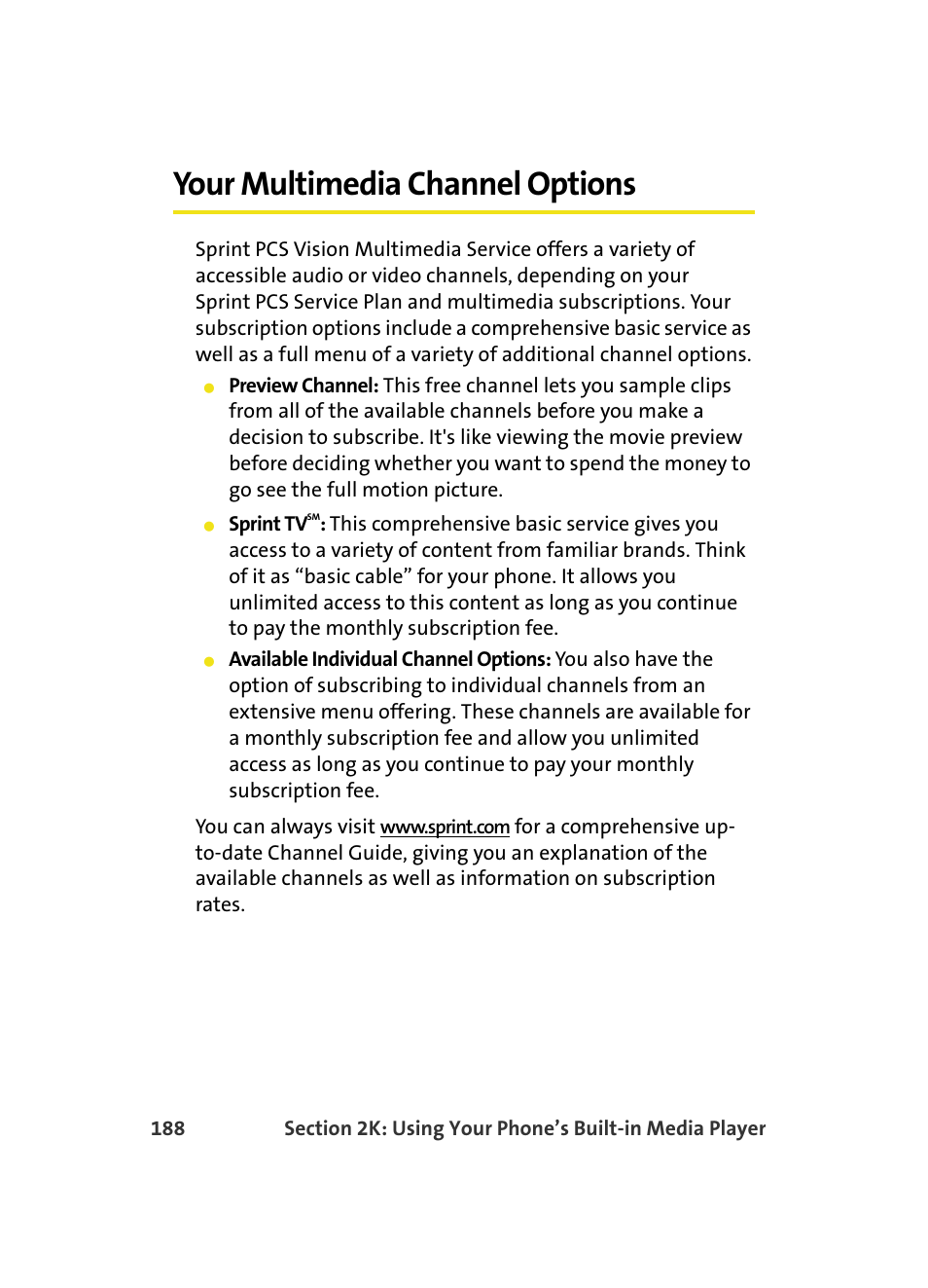 Your multimedia channel options | Samsung MM A880 User Manual | Page 196 / 278