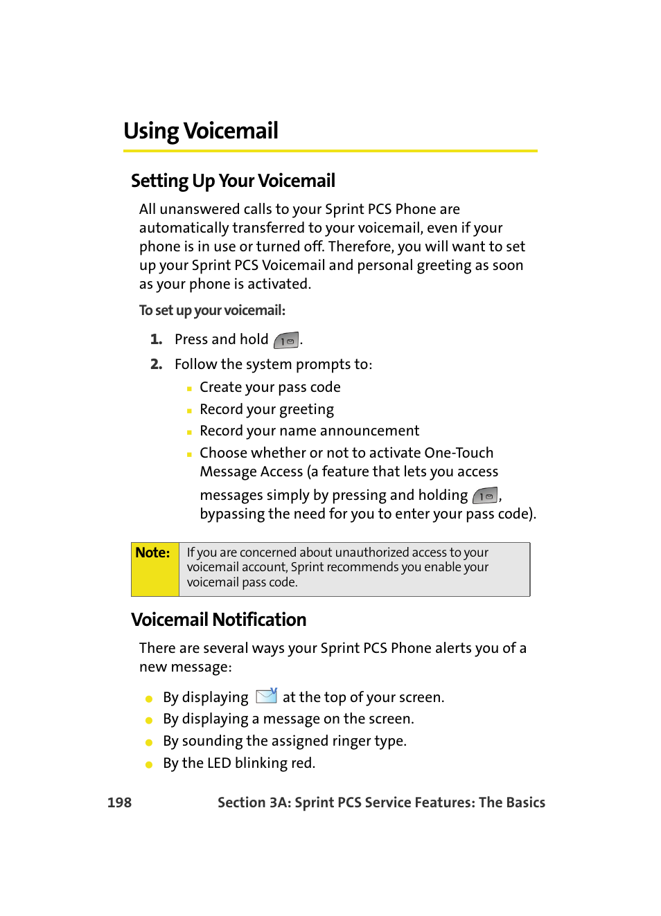 Using voicemail, Setting up your voicemail, Voicemail notification | Samsung MM A880 User Manual | Page 206 / 278