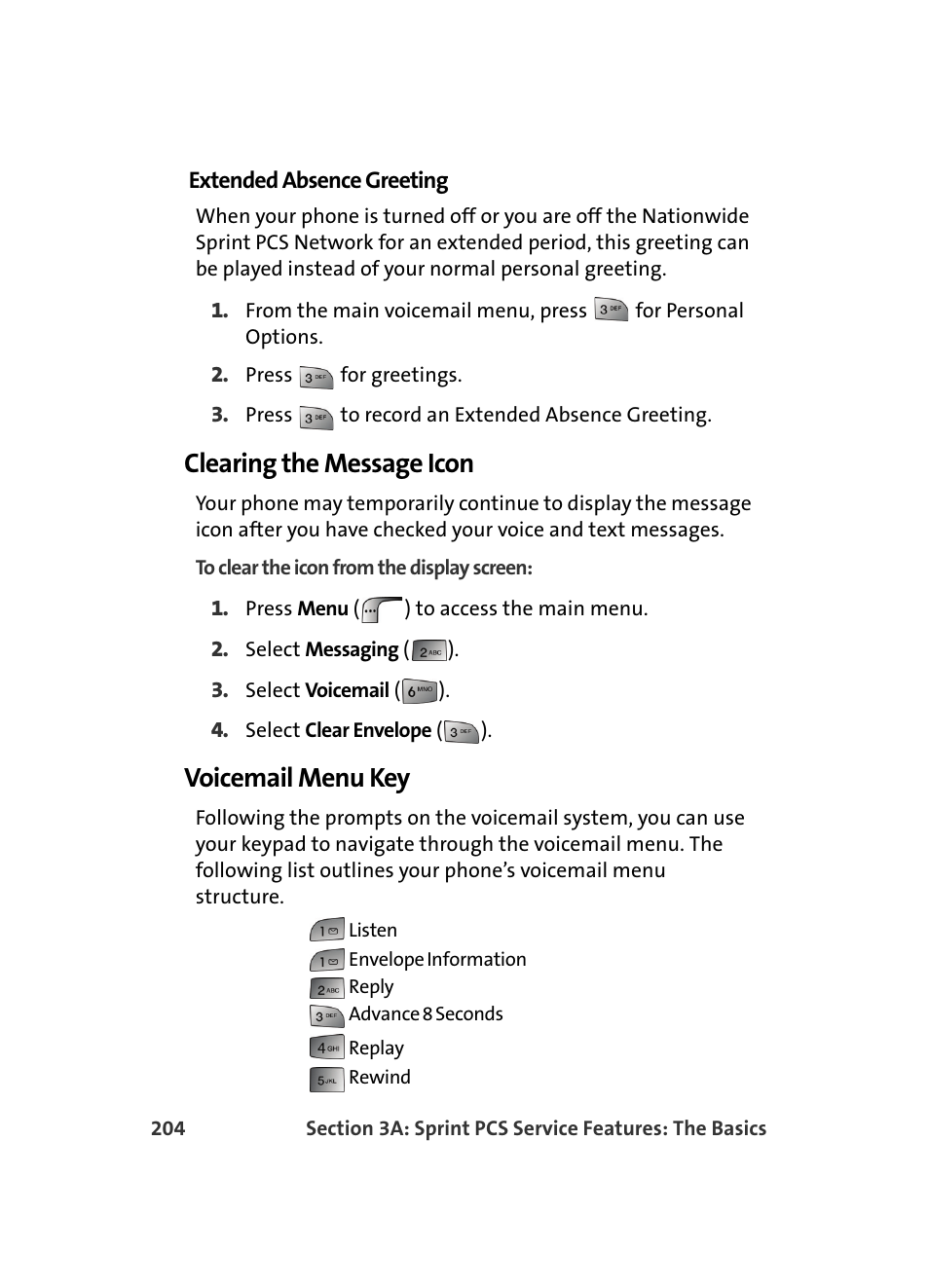 Clearing the message icon, Voicemail menu key | Samsung MM A880 User Manual | Page 212 / 278