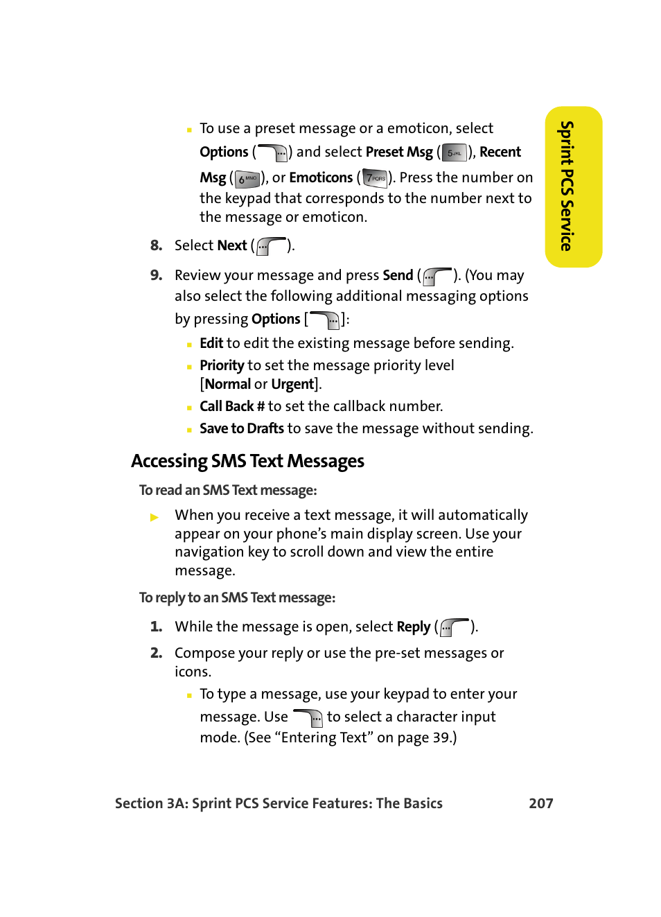 Accessing sms text messages, Sprin t pcs ser vice | Samsung MM A880 User Manual | Page 215 / 278