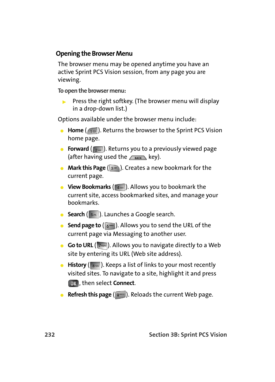 Opening the browser menu | Samsung MM A880 User Manual | Page 240 / 278