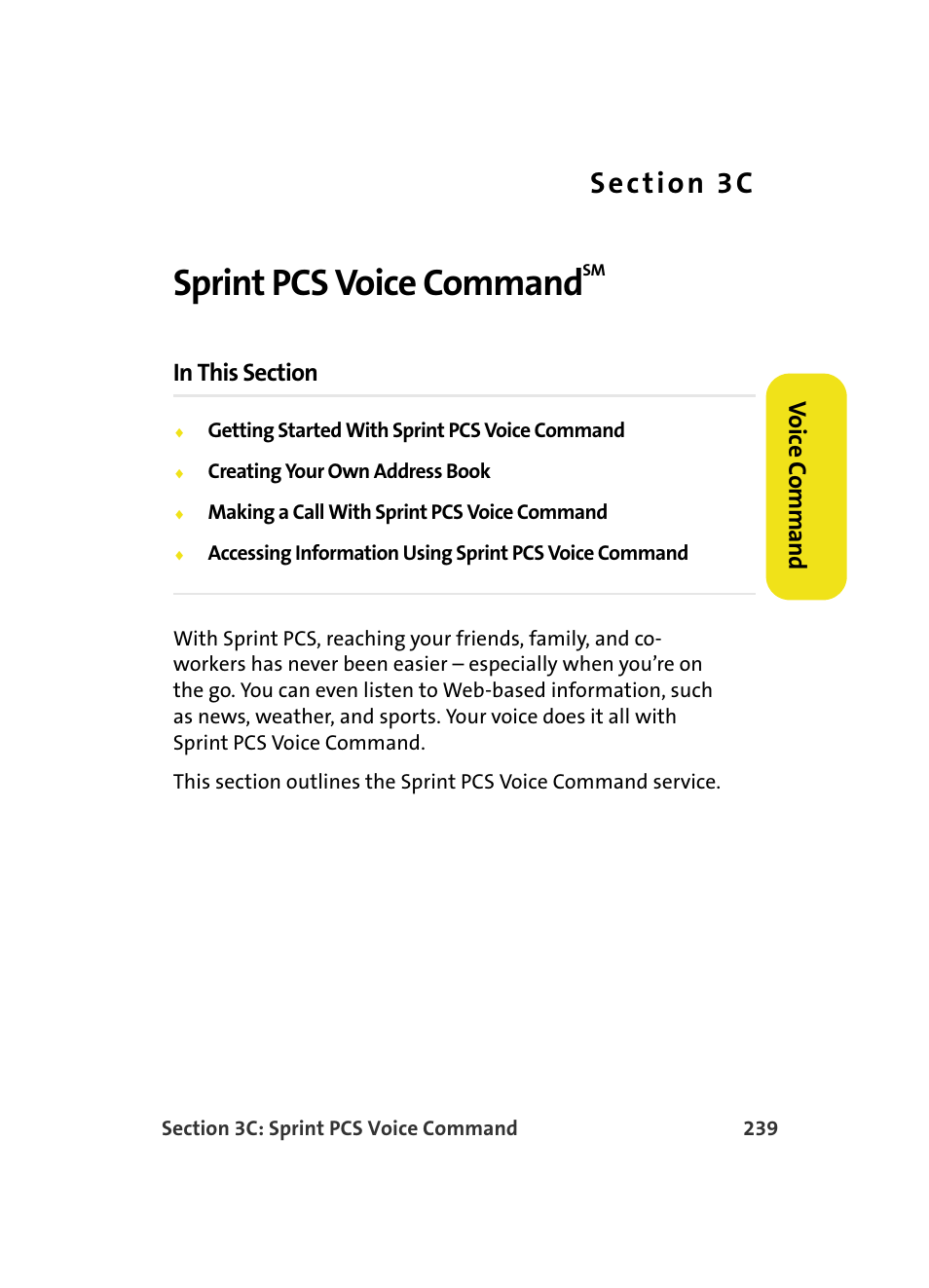 Sprint pcs voice commandsm, Sprint pcs voice command | Samsung MM A880 User Manual | Page 247 / 278