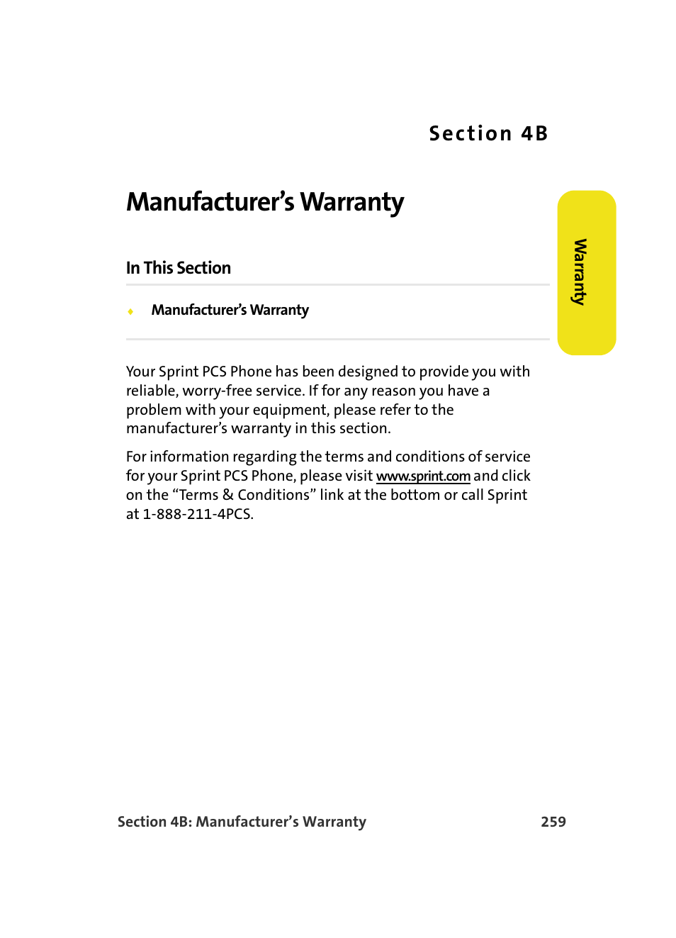 Manufacturer’s warranty, 4b. manufacturer’s warranty, S e c ti o n 4 b | Samsung MM A880 User Manual | Page 267 / 278