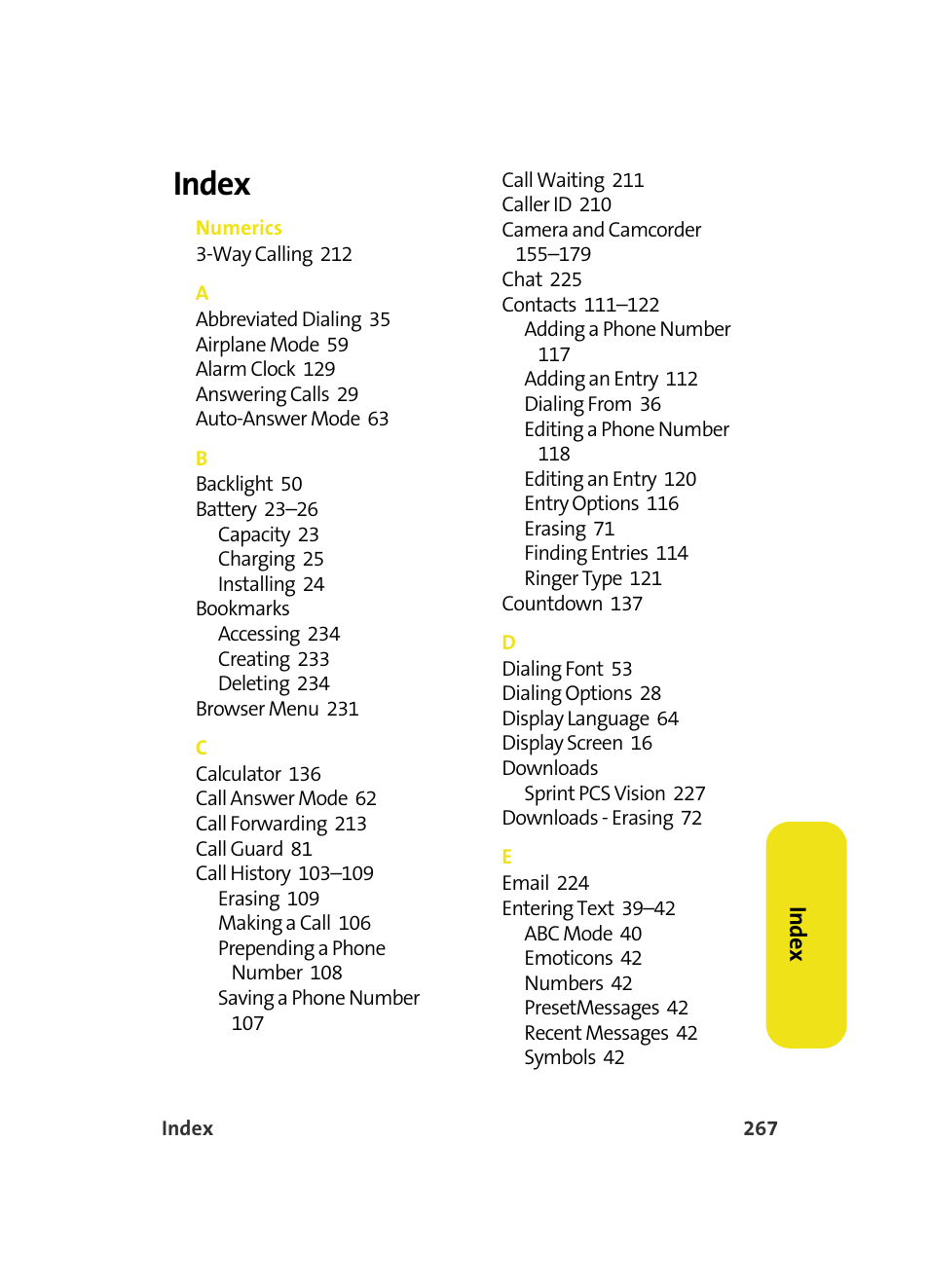 Index | Samsung MM A880 User Manual | Page 275 / 278