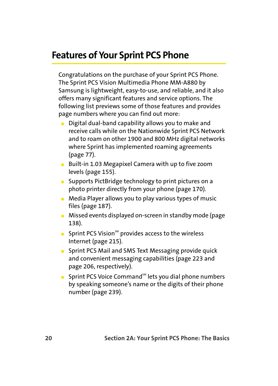 Features of your sprint pcs phone | Samsung MM A880 User Manual | Page 28 / 278
