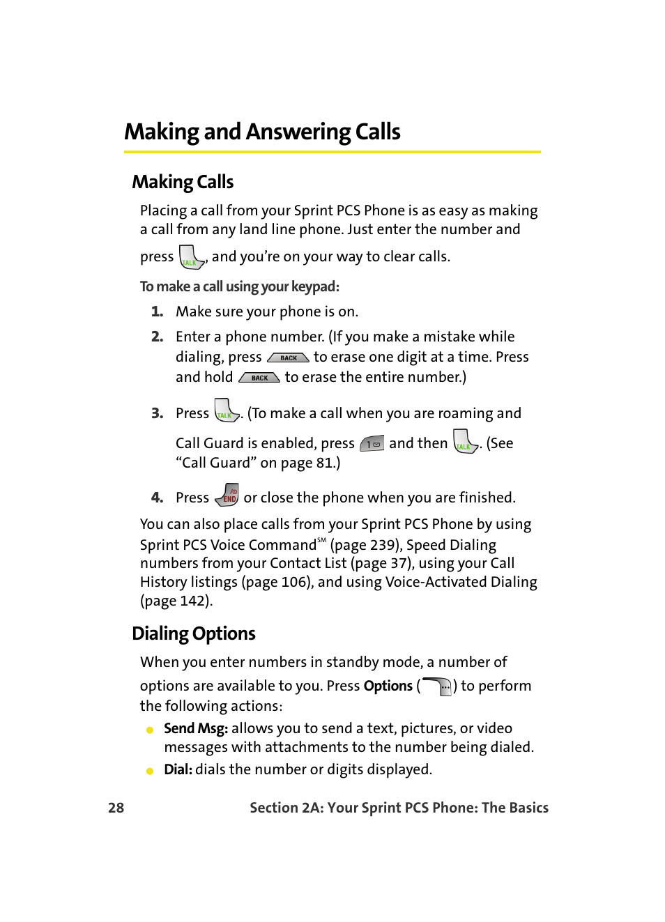 Making and answering calls, Making calls, Dialing options | Samsung MM A880 User Manual | Page 36 / 278