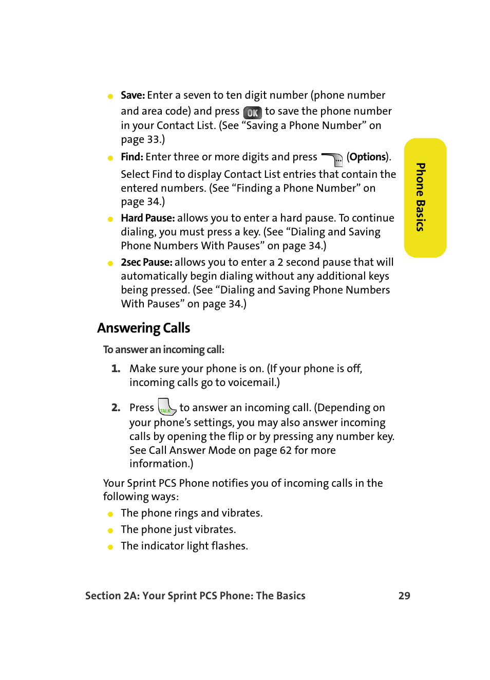 Answering calls, Phone basics | Samsung MM A880 User Manual | Page 37 / 278
