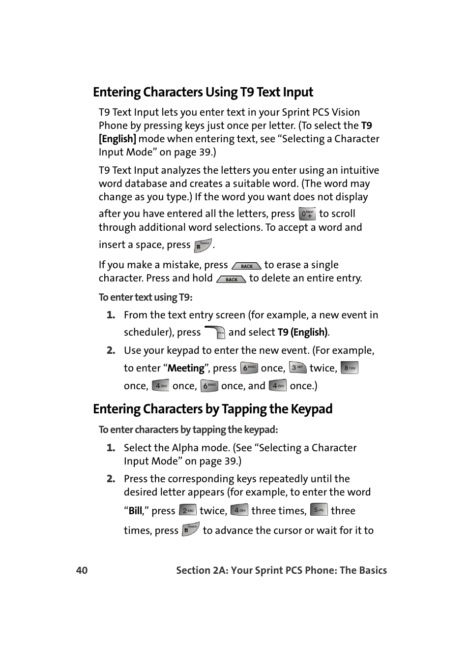 Entering characters using t9 text input, Entering characters by tapping the keypad | Samsung MM A880 User Manual | Page 48 / 278