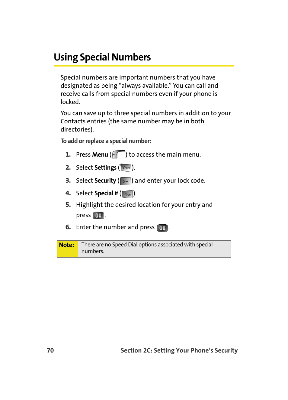 Using special numbers | Samsung MM A880 User Manual | Page 78 / 278