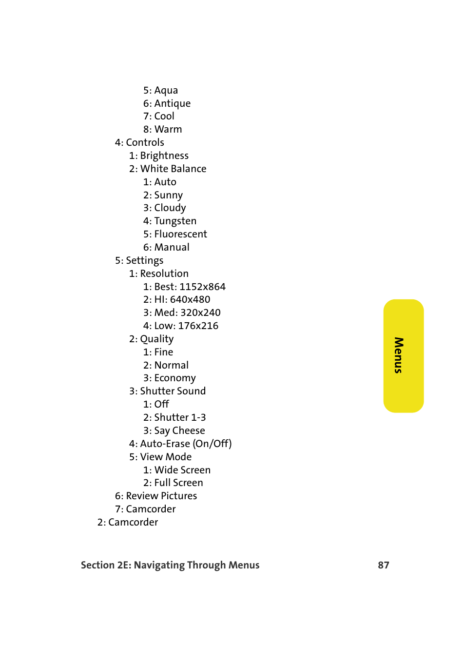 Menus | Samsung MM A880 User Manual | Page 95 / 278