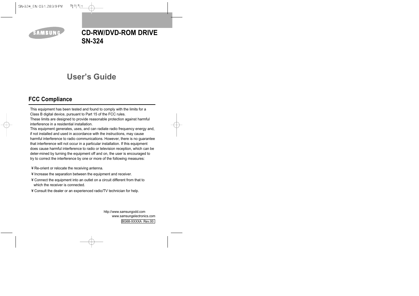 Samsung SN-324 User Manual | 5 pages