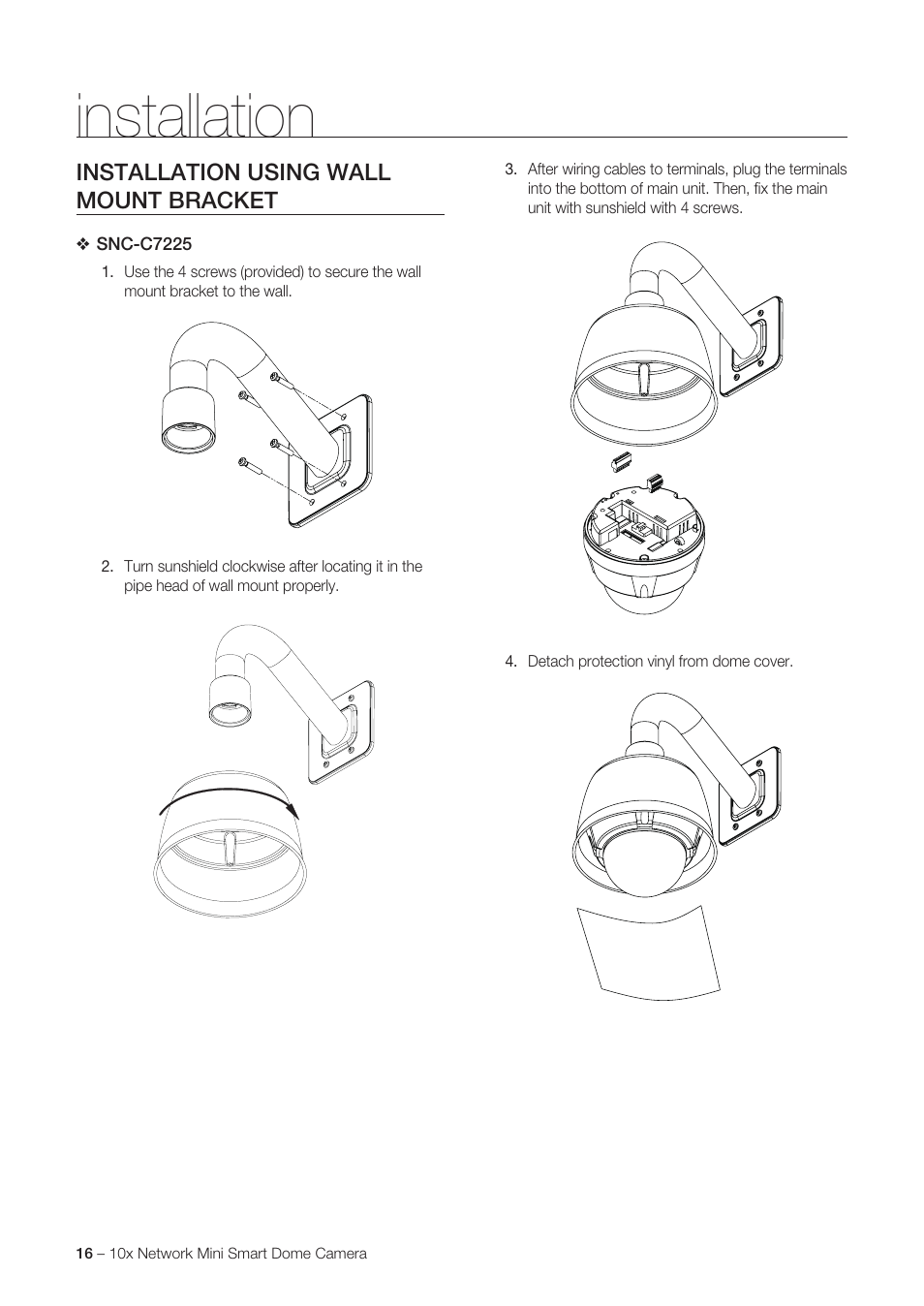 Installation | Samsung SNC-C6225 User Manual | Page 16 / 76