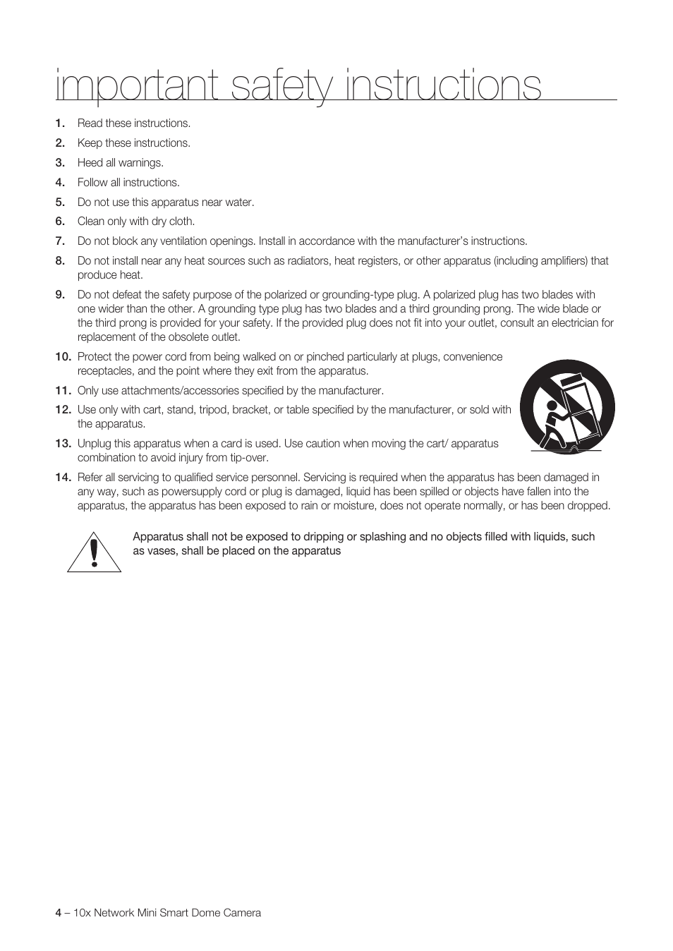 Important safety instructions | Samsung SNC-C6225 User Manual | Page 4 / 76