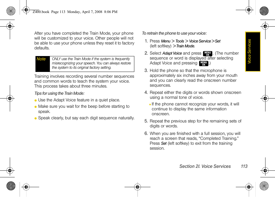 Samsung Z400 User Manual | Page 129 / 213