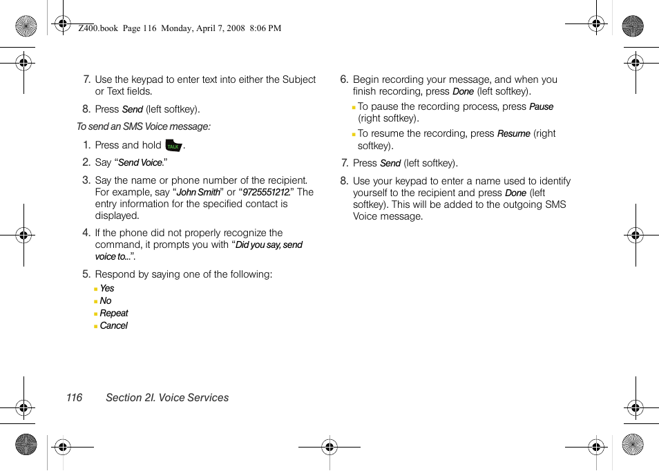 Samsung Z400 User Manual | Page 132 / 213