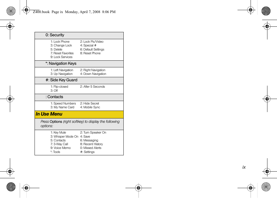 Samsung Z400 User Manual | Page 15 / 213