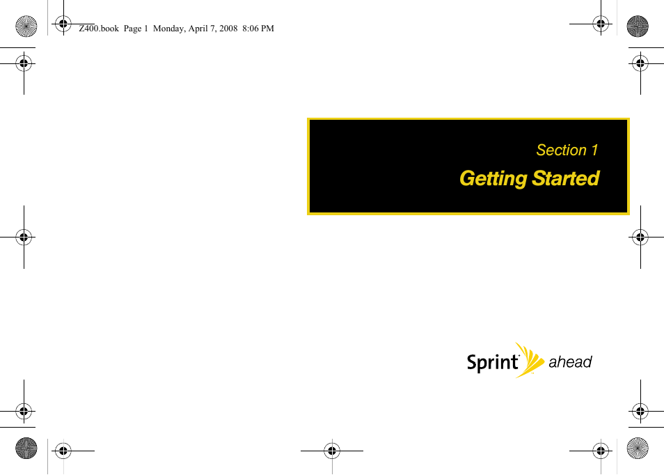 Getting started, Section 1: getting started | Samsung Z400 User Manual | Page 17 / 213