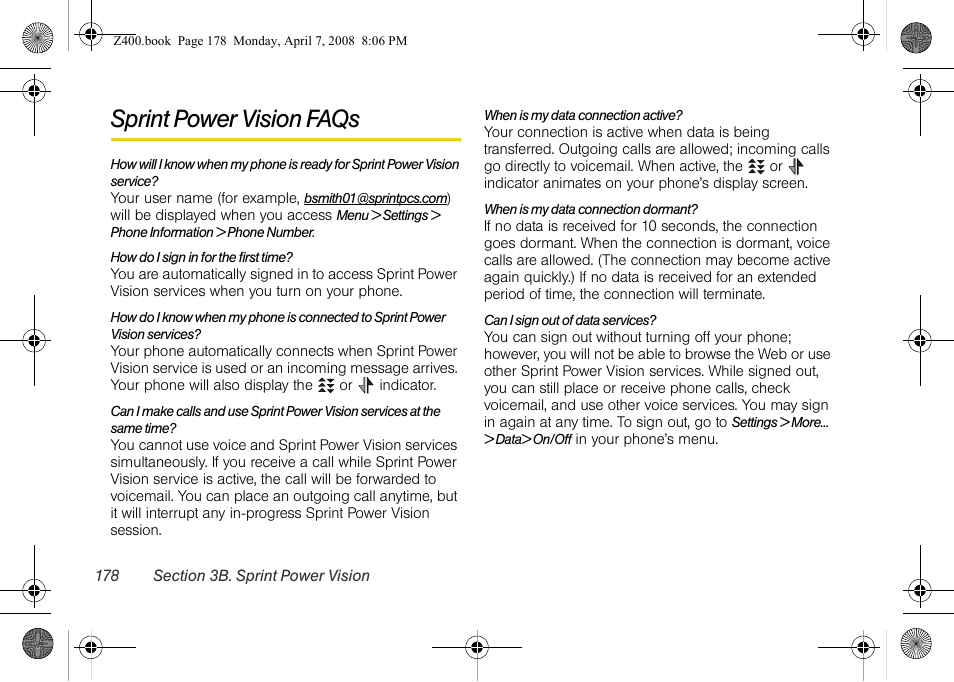 Sprint power vision faqs | Samsung Z400 User Manual | Page 194 / 213