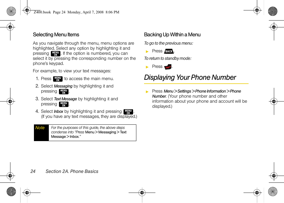 Displaying your phone number | Samsung Z400 User Manual | Page 40 / 213