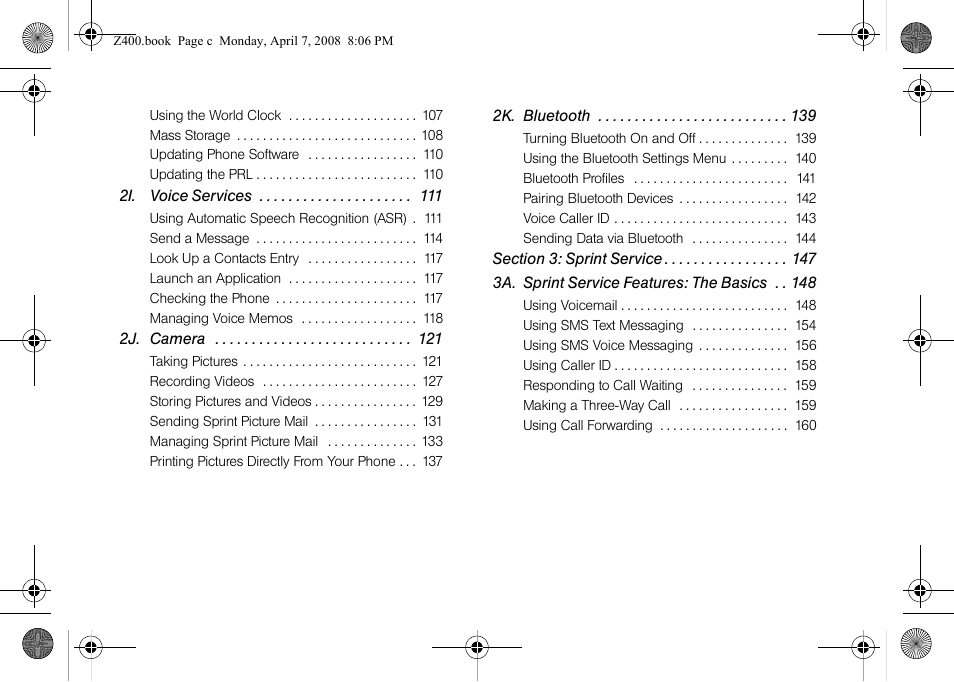 Samsung Z400 User Manual | Page 5 / 213