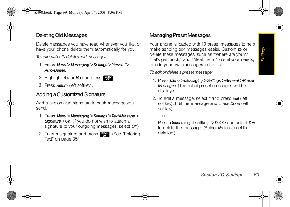 Samsung Z400 User Manual | Page 85 / 213