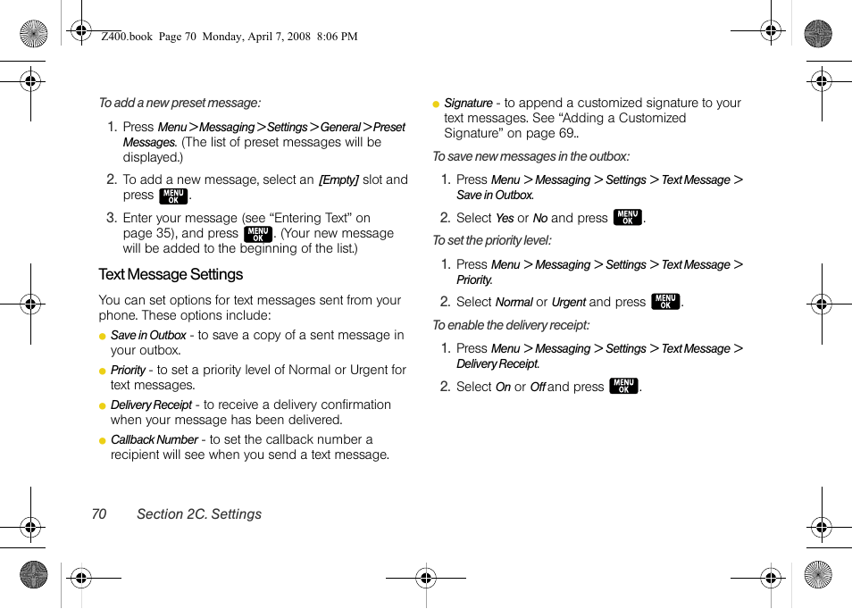 Samsung Z400 User Manual | Page 86 / 213