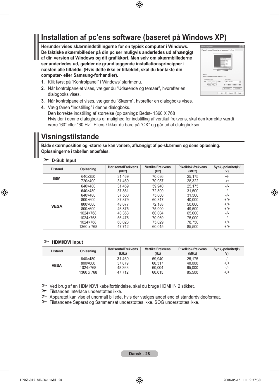 Visningstilstande | Samsung BN68-01518H-00 User Manual | Page 100 / 177