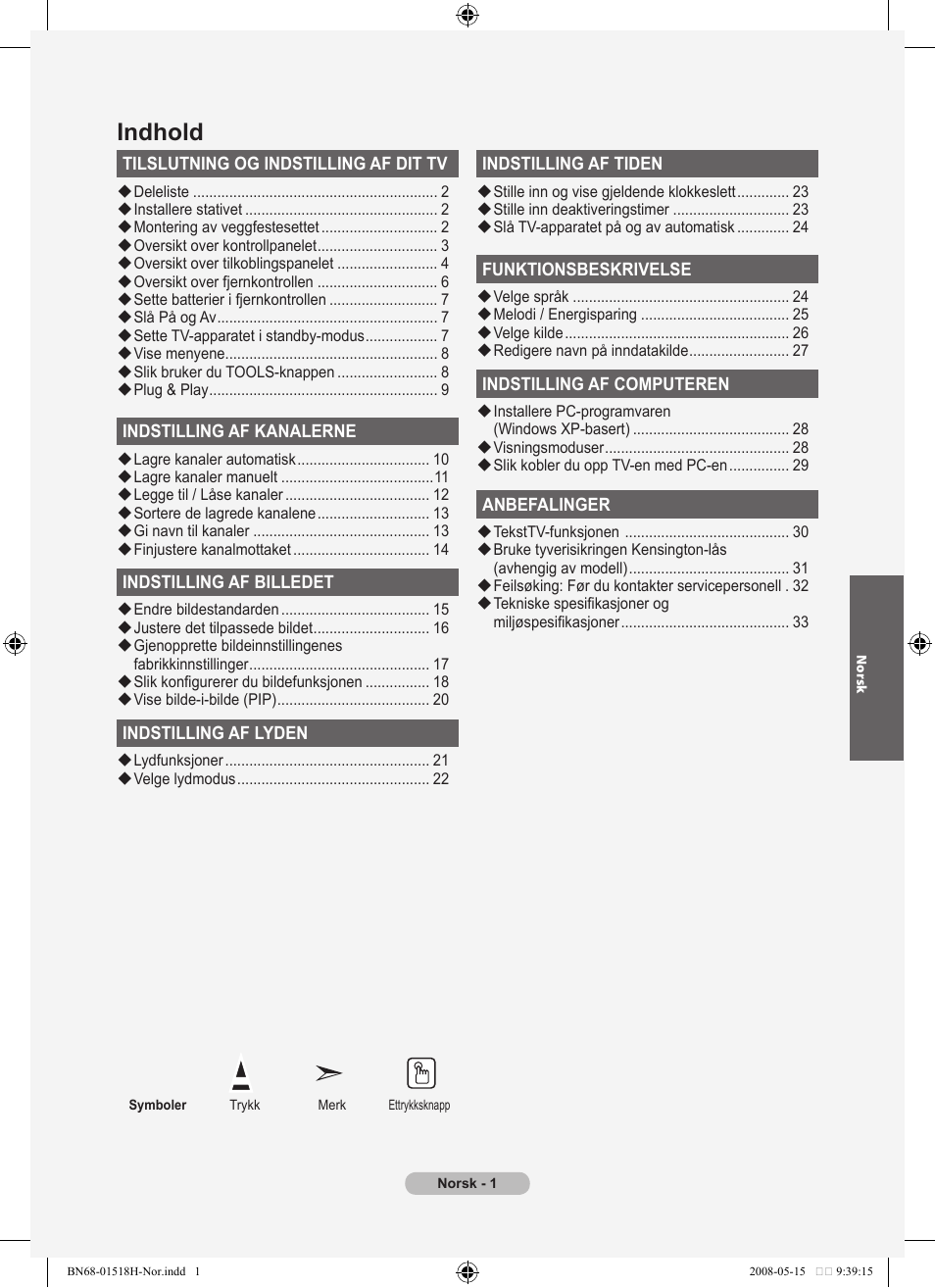 Indhold | Samsung BN68-01518H-00 User Manual | Page 108 / 177