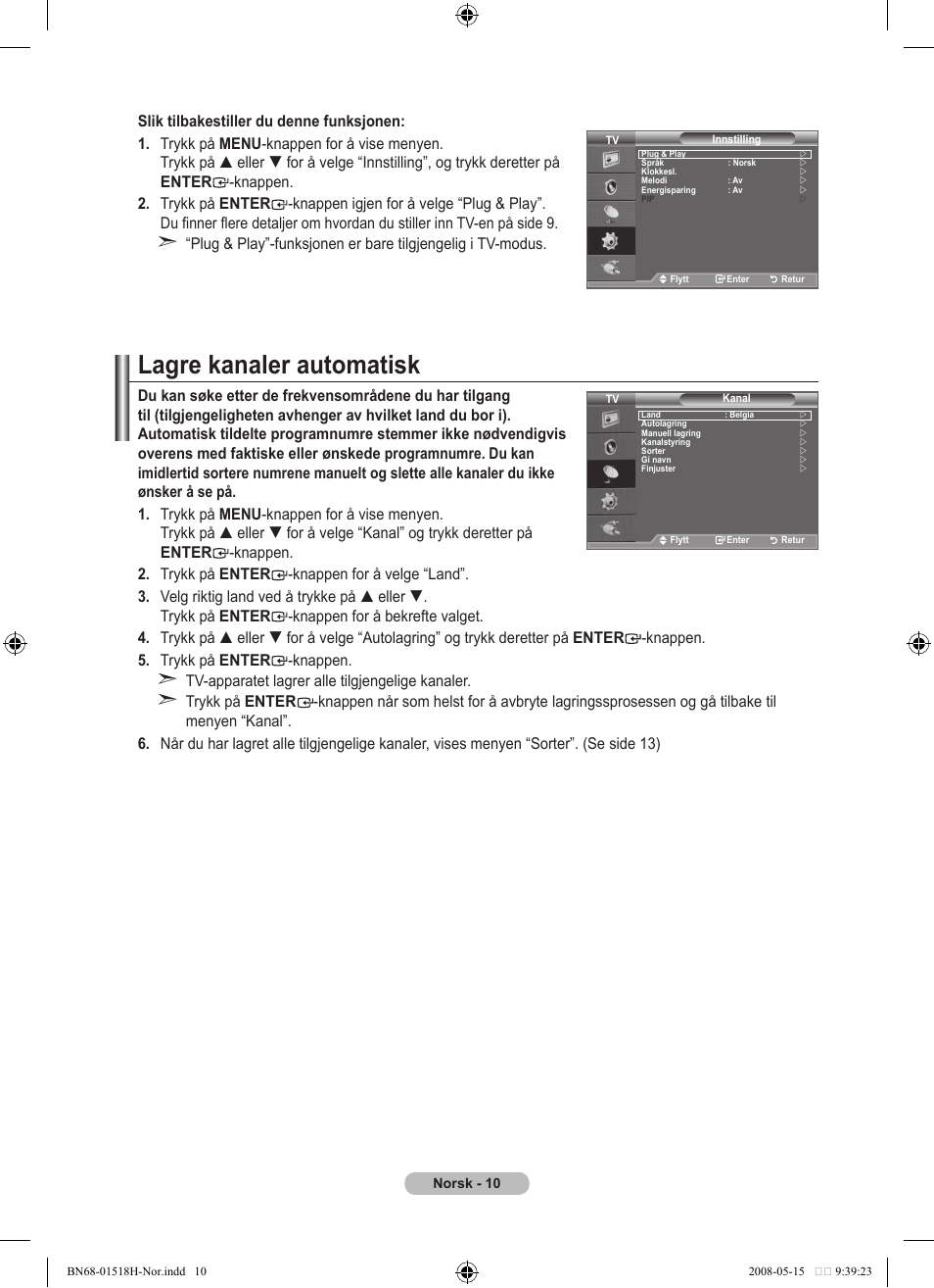 Lagre kanaler automatisk | Samsung BN68-01518H-00 User Manual | Page 117 / 177