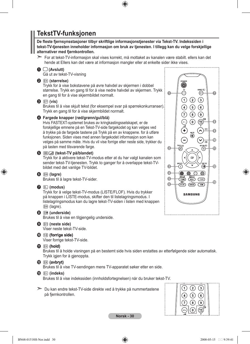 Teksttv-funksjonen | Samsung BN68-01518H-00 User Manual | Page 137 / 177