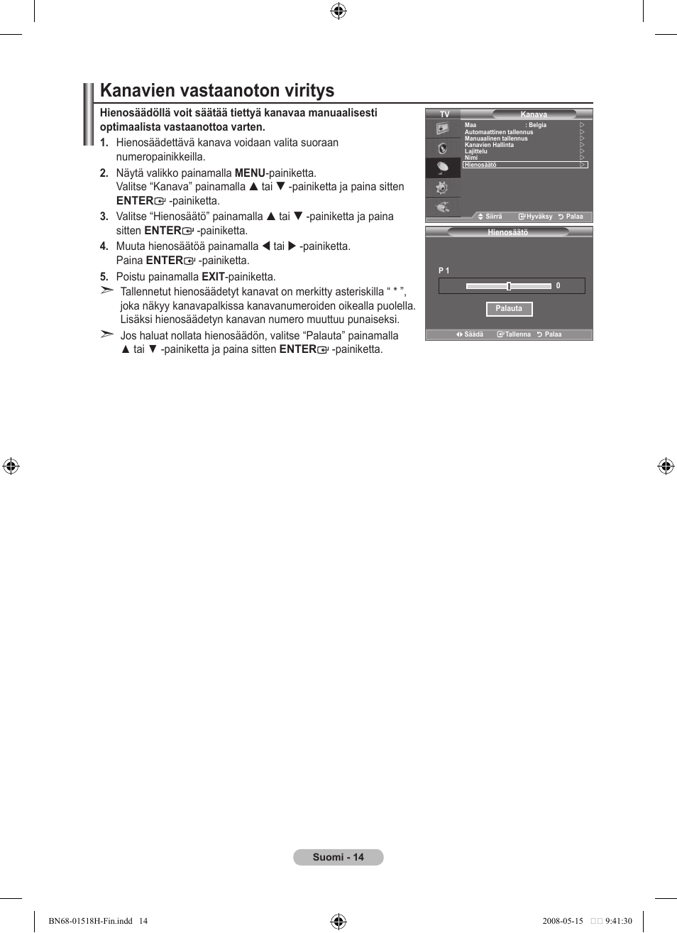 Kanavien vastaanoton viritys | Samsung BN68-01518H-00 User Manual | Page 156 / 177