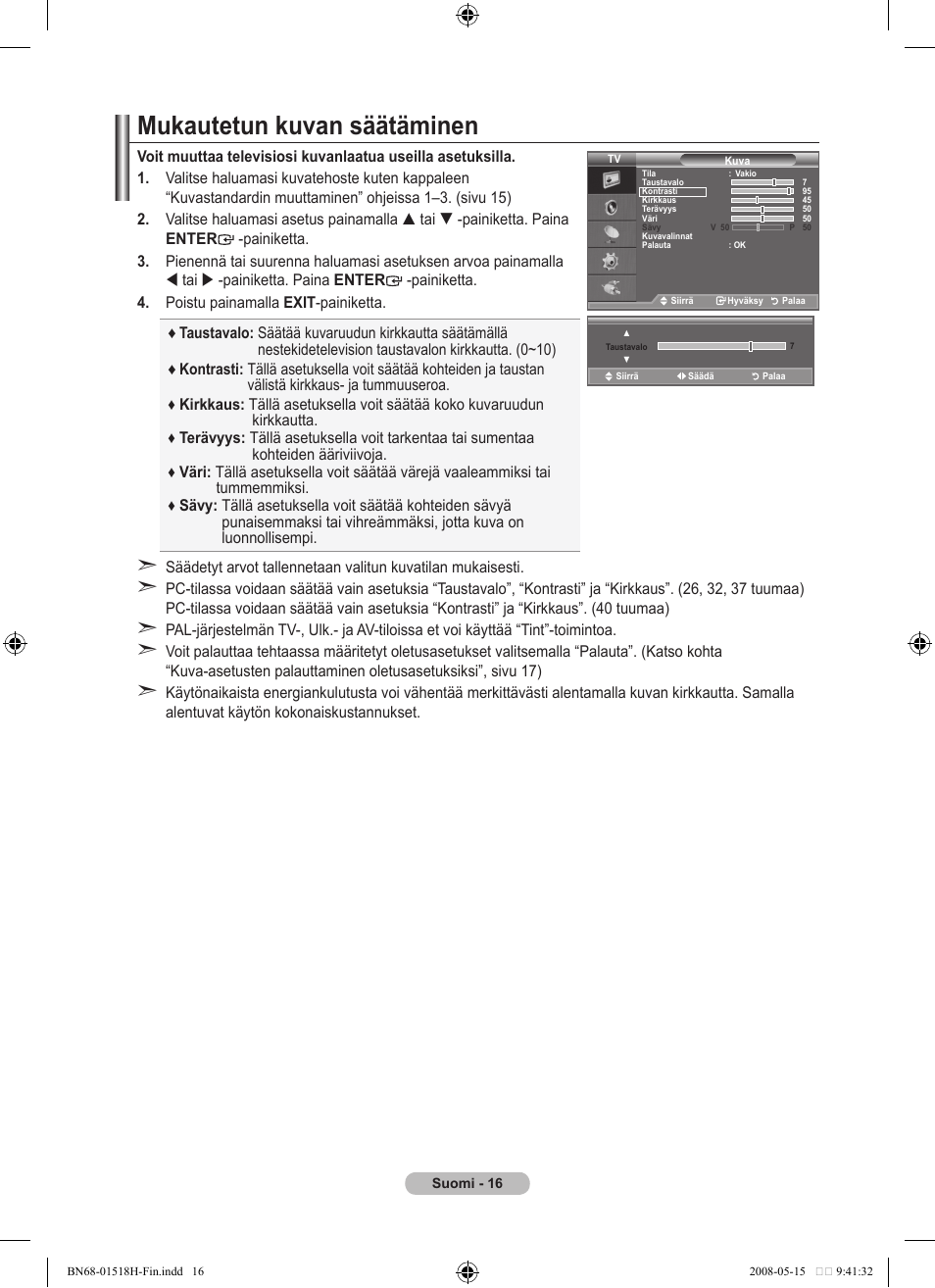 Mukautetun kuvan säätäminen | Samsung BN68-01518H-00 User Manual | Page 158 / 177