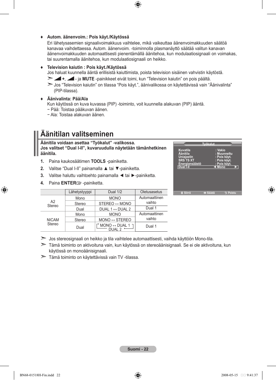 Äänitilan valitseminen | Samsung BN68-01518H-00 User Manual | Page 164 / 177