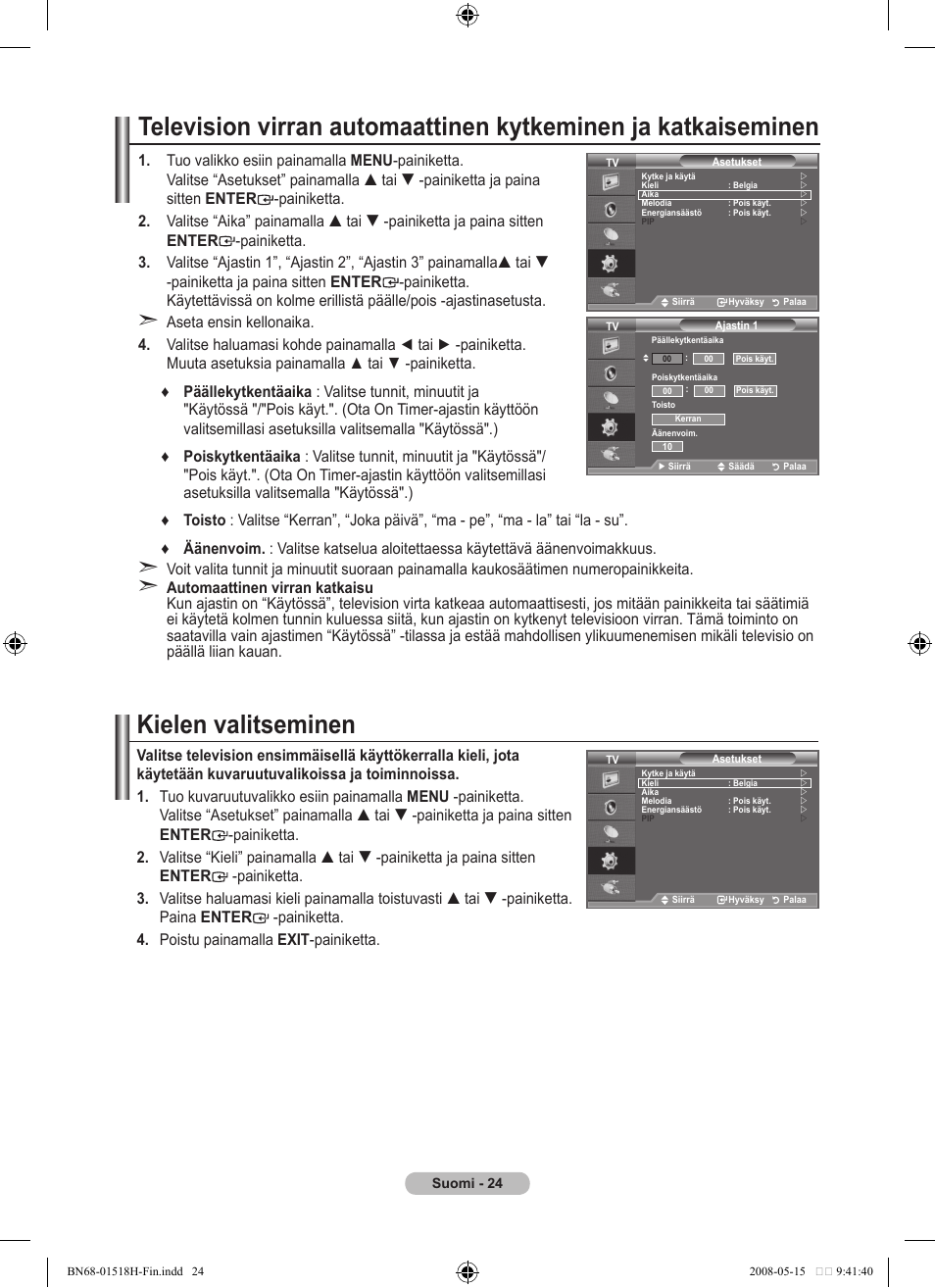 Kielen valitseminen, Painiketta. . poistu painamalla exit -painiketta | Samsung BN68-01518H-00 User Manual | Page 166 / 177