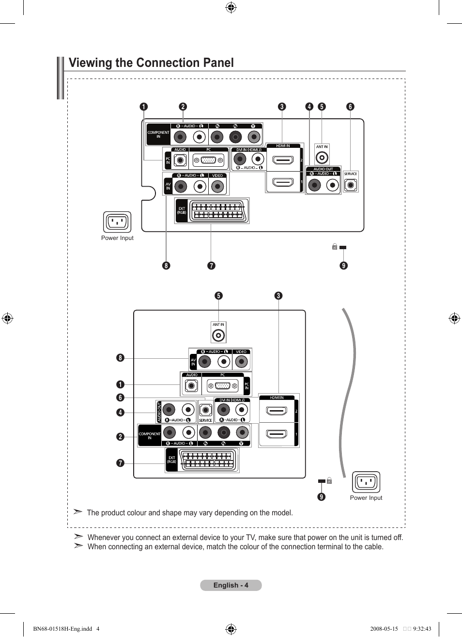 Viewing the connection panel | Samsung BN68-01518H-00 User Manual | Page 6 / 177