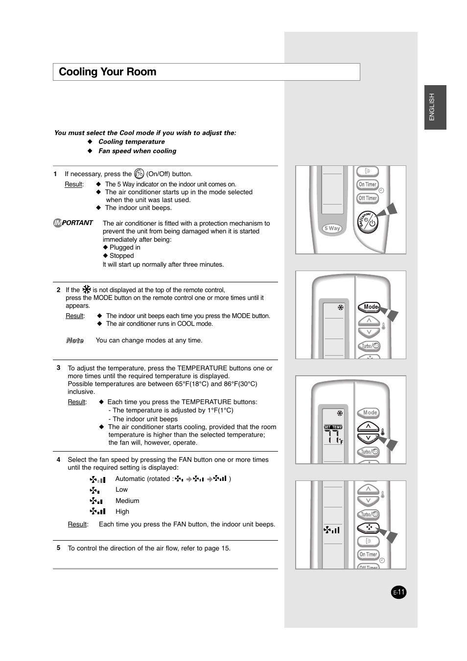 Cooling your room | Samsung A6 User Manual | Page 11 / 46