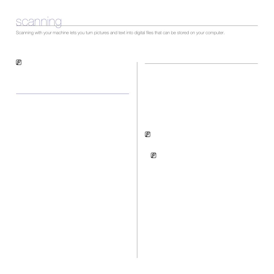 Scanning, Scanning basics, Scanning from the control panel | Setting scan information in samsung scan manager, Scanning to application programs | Samsung CLX-3175FW User Manual | Page 136 / 220