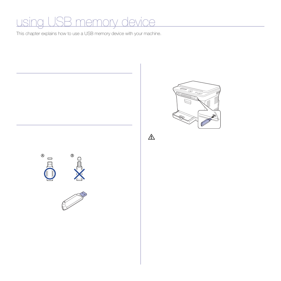 Using usb memory device, About usb memory, Plugging in a usb memory device | Scanning to a usb memory device, Scanning | Samsung CLX-3175FW User Manual | Page 140 / 220