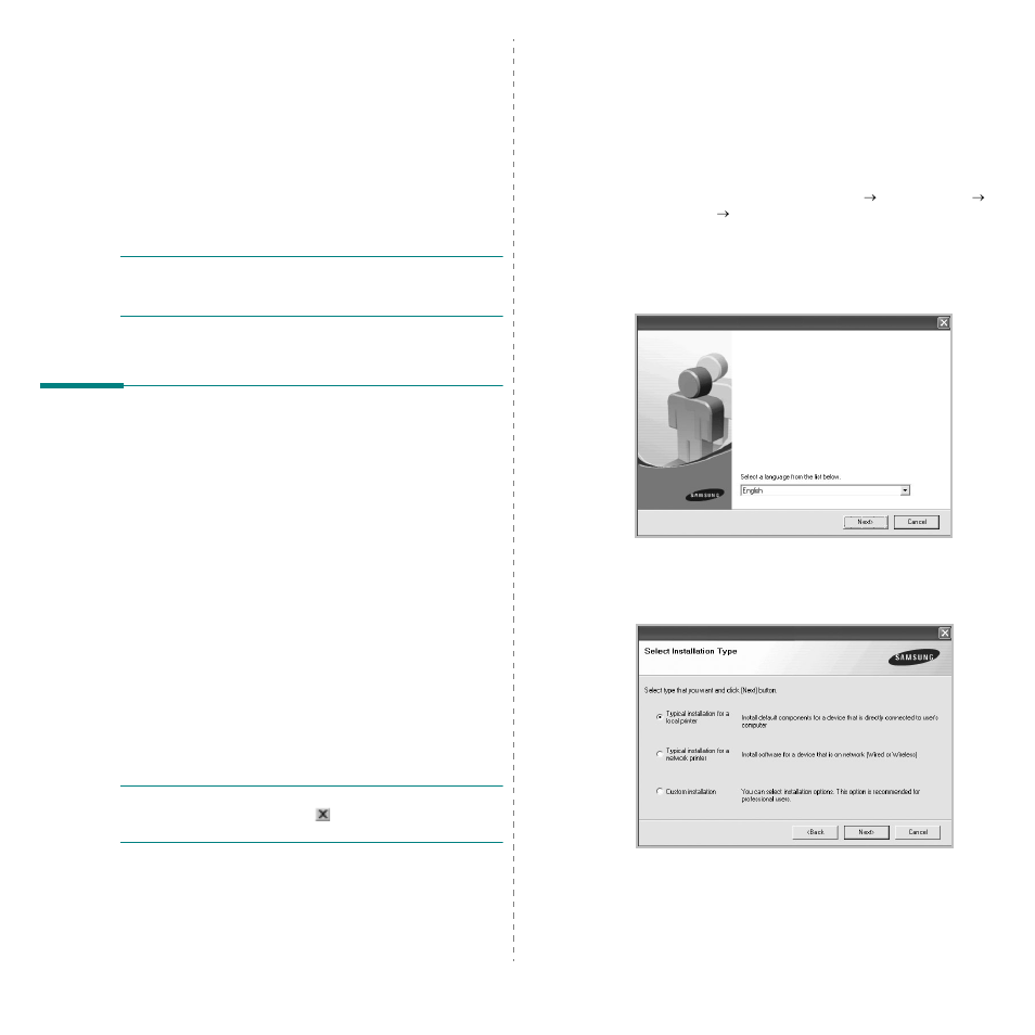 Installing printer software in windows, Installing printer software, Installing software for local printing | Chapter 1 | Samsung CLX-3175FW User Manual | Page 180 / 220