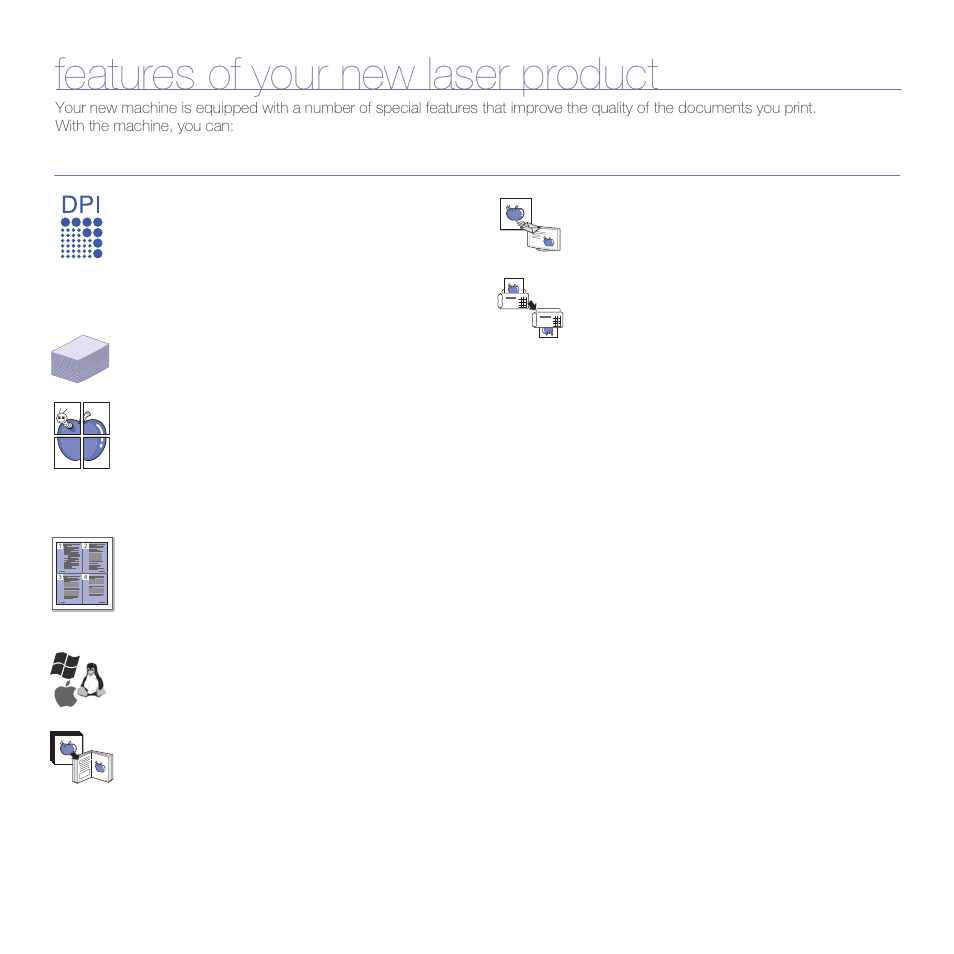 Clx-3170fn, clx-3175fn, clx-3175fw, Features of your new laser product, Special features | Samsung CLX-3175FW User Manual | Page 2 / 220