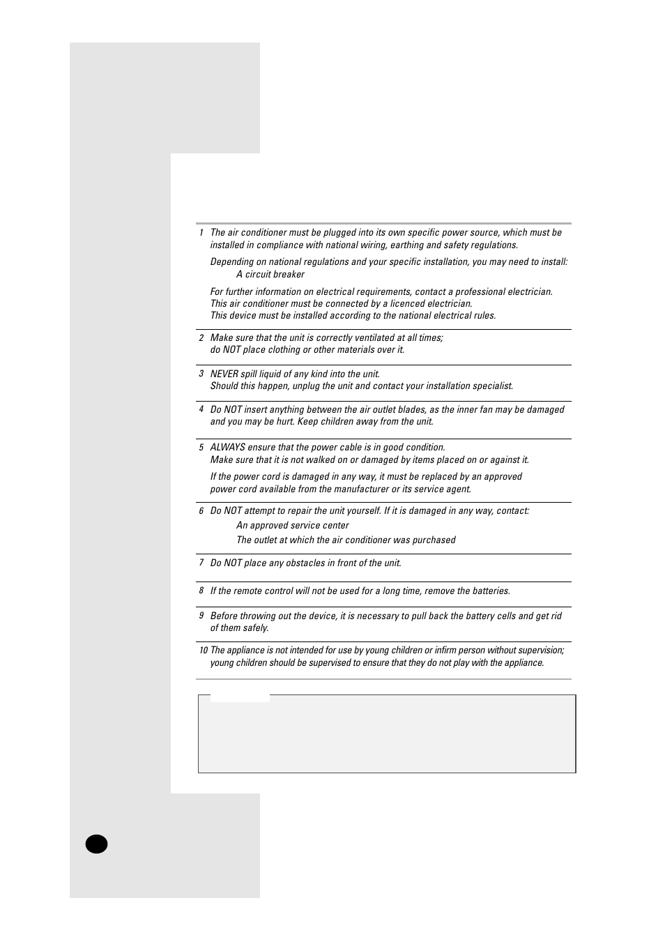 Safety precautions | Samsung WC12ZR User Manual | Page 2 / 18