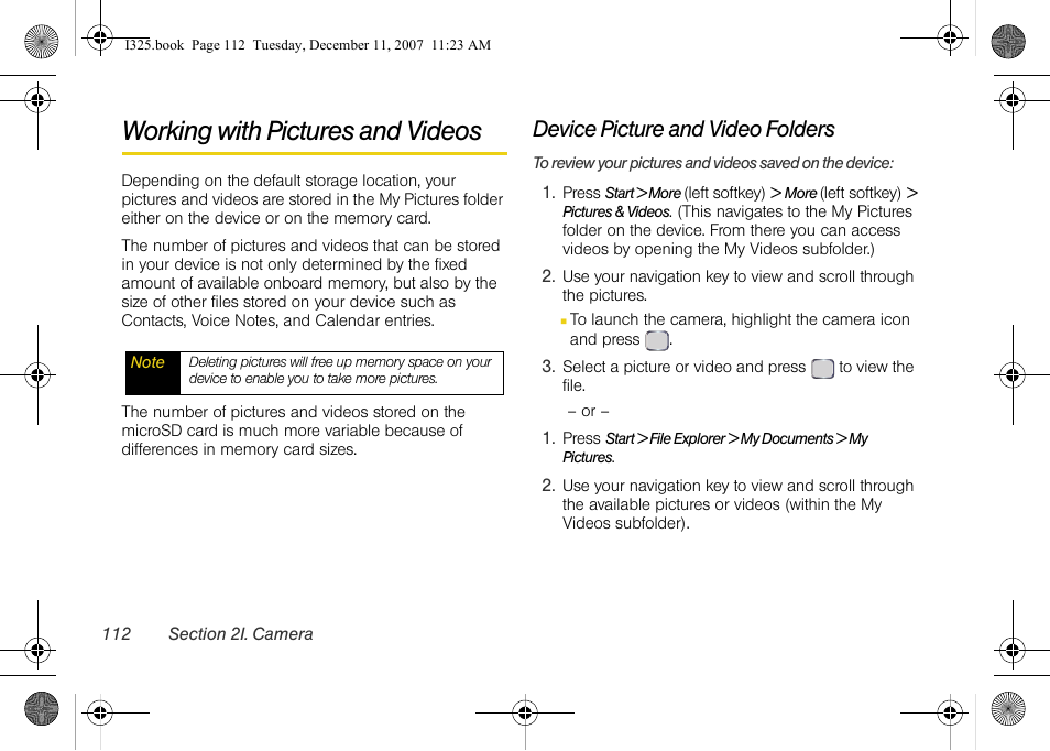 Working with pictures and videos, Device picture and video folders | Samsung ACE User Manual | Page 127 / 210