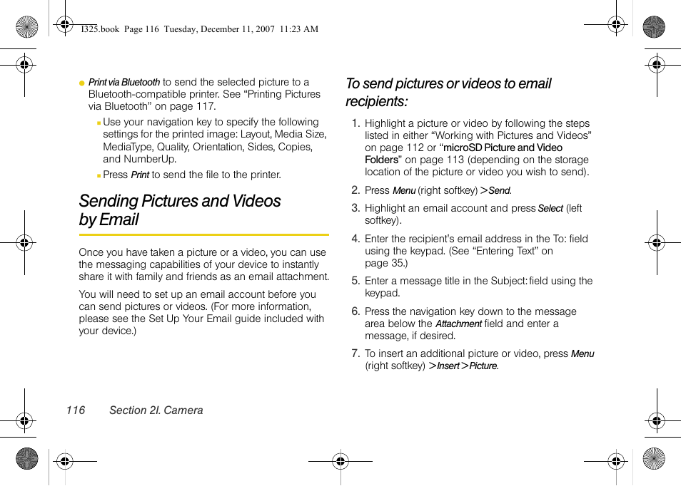 Sending pictures and videos by email, To send pictures or videos to email recipients, Sending pictures and videos | By email | Samsung ACE User Manual | Page 131 / 210