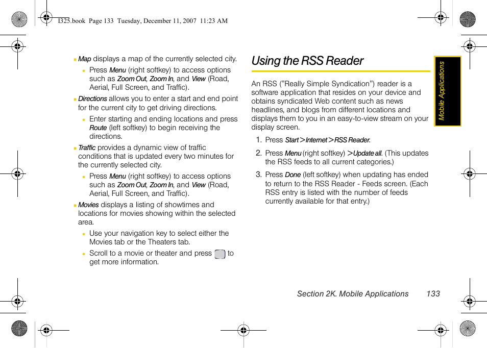 Using the rss reader | Samsung ACE User Manual | Page 148 / 210