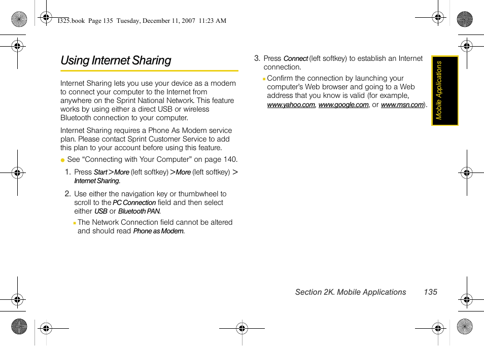 Using internet sharing | Samsung ACE User Manual | Page 150 / 210